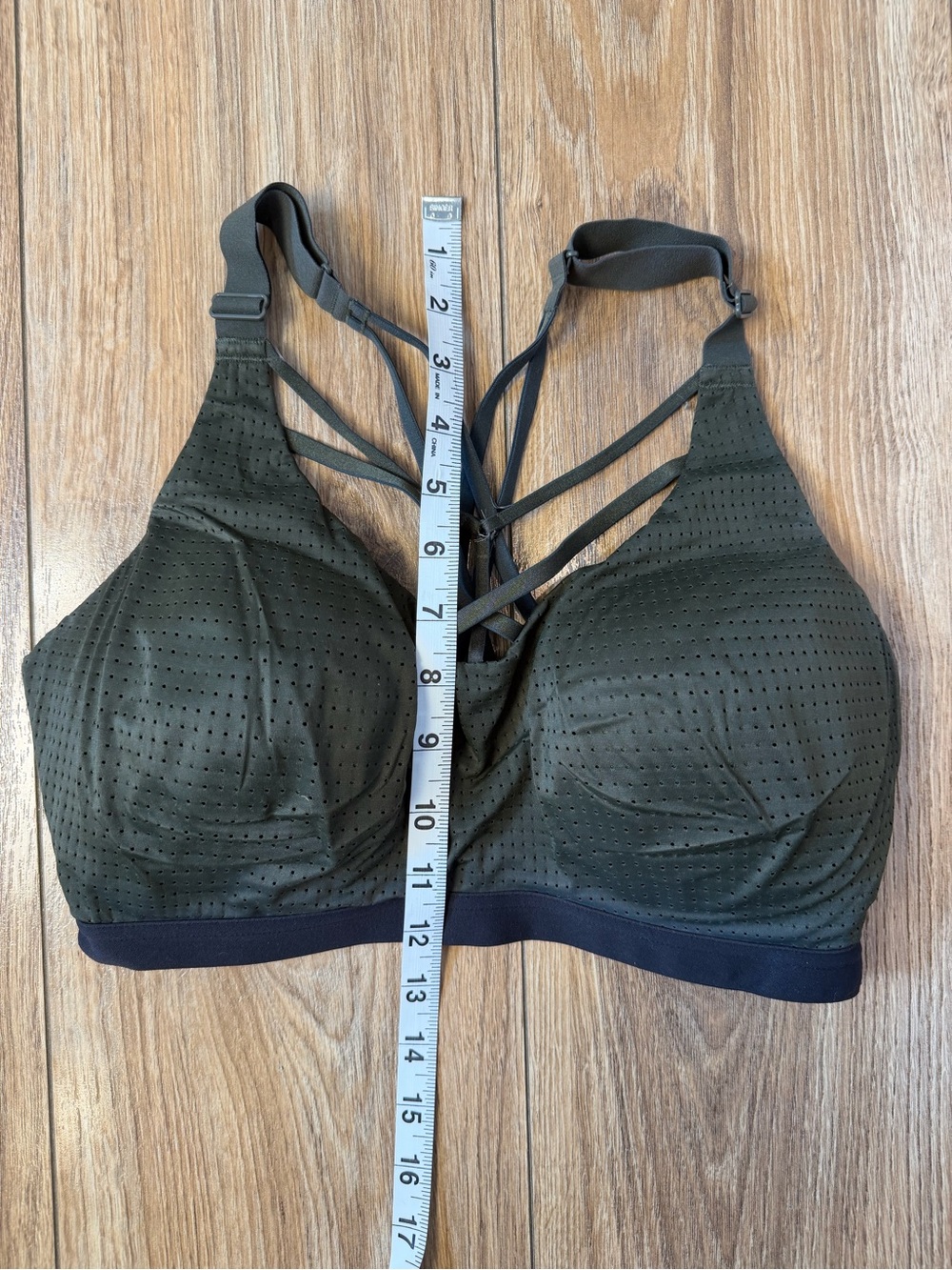 Victoria's Secret Olive Green Perforated Strappy Sports Bra